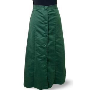 Forest Green Faux Suede Midi Skirt with Front Button Detail | 10 | Bedford Fair